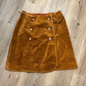 Vintage Mini Skirt Brown Corduroy Wrap Front Patty Woodard of California